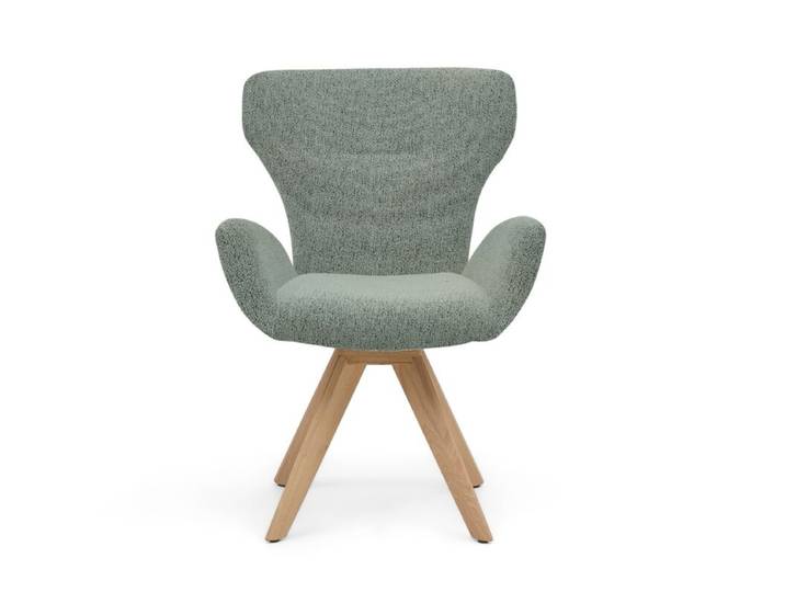 Musterring JustB! SP150 Schalensessel - in verschiedenen Bezugs-und Gestellvarianten - Bouclé Elegant wish aqua - Stativgestell Eiche massiv - ohne Funktion Drehfunktion, Rückholfunktion Modern, Skandinavisch