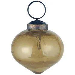 Ib Laursen Weihnachtskugel bubbled Glas zwiebelförmig, Höhe 5.4, Ø 5.2 cm, honey