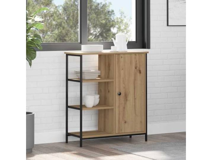 KTHLBRH Anrichte Eiche Handwerk 70 x 30 x 80 cm Technisches Holz und Metall, 6 Regalböden, 1 Tür, großer Stauraum für Wohnzimmer