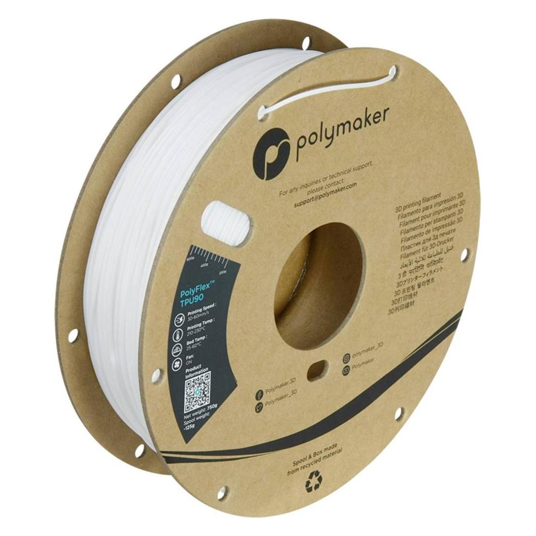 Polymaker PolyFlex TPU90 - White - 1.75mm (TPU, 750 g, 1.75 mm) (70293)