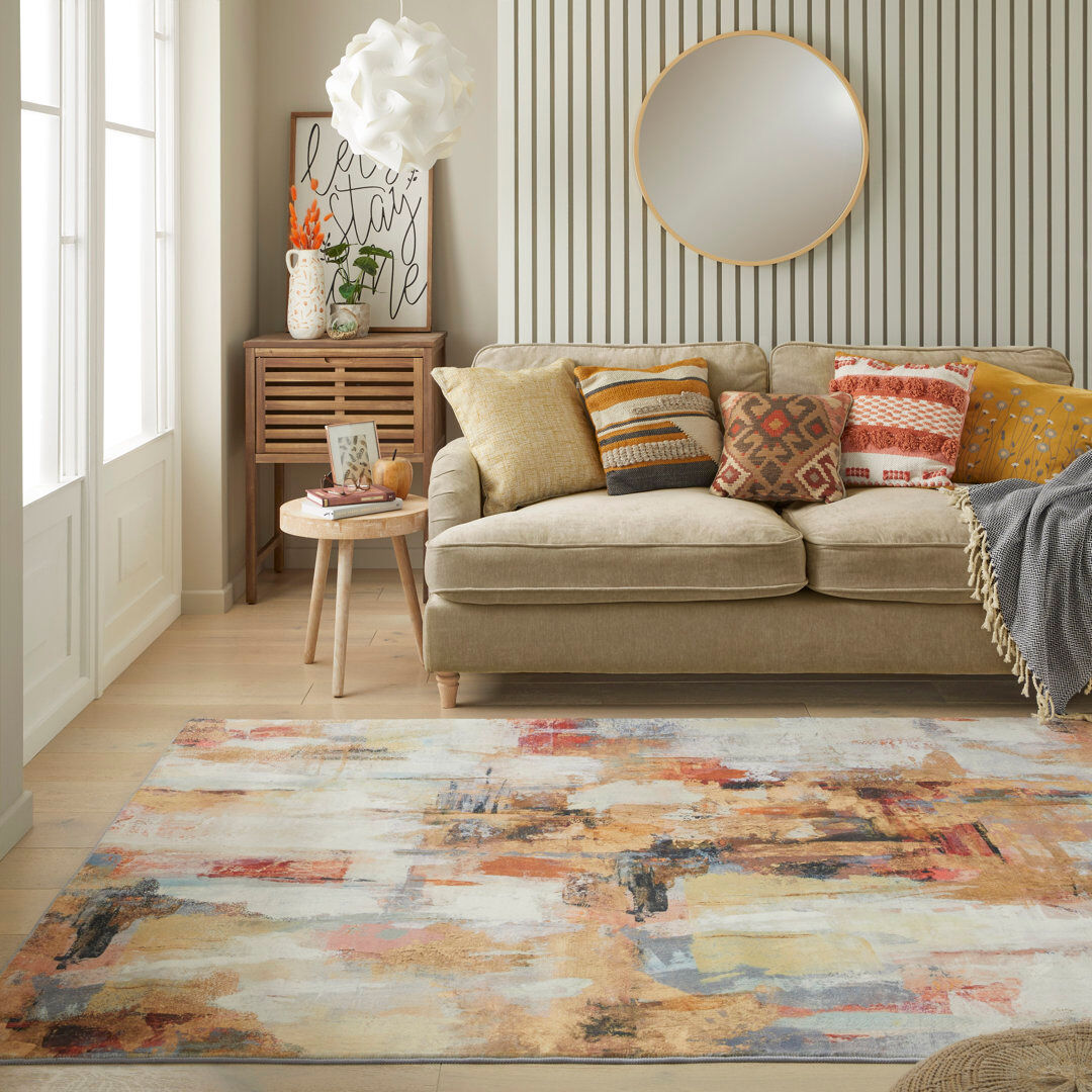 Concept Looms Lux Abstract Ultra soft Stain Guarded Beige Multicolour Area Rug Beige Multicolour Rectangle 120 x 180cm