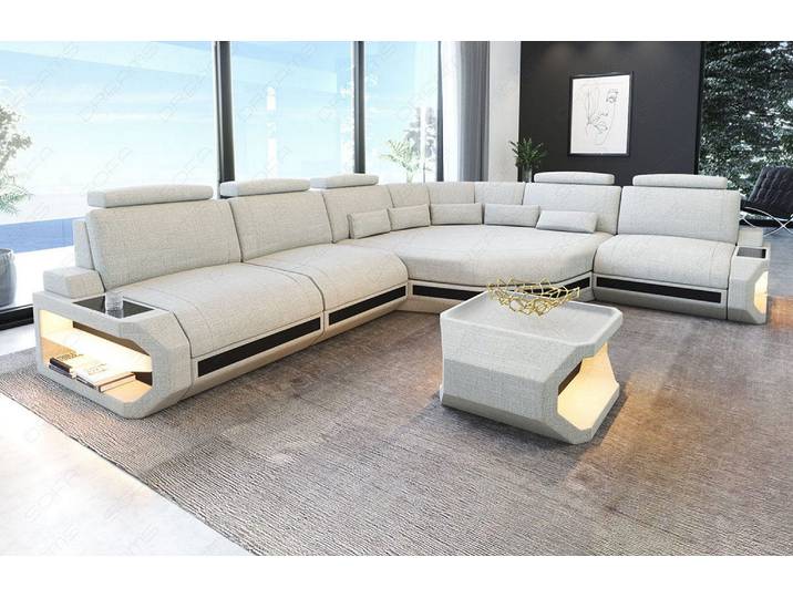 Couch Asti L-Form in Stoff