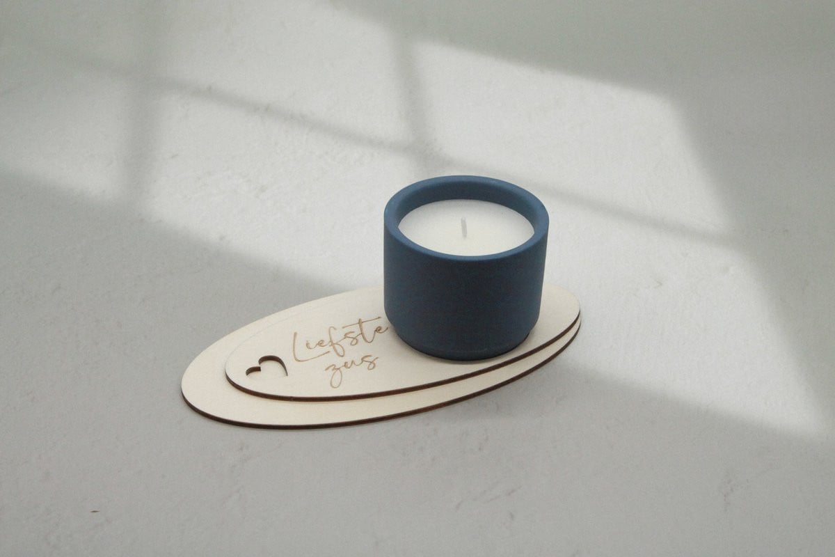 Kaars op plankje Liefste Zus Marineblauw