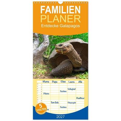 Familienplaner 2027 - Entdecke Galapagos mit 5 Spalten (Wandkalender, 21 x 45 cm) CALVENDO