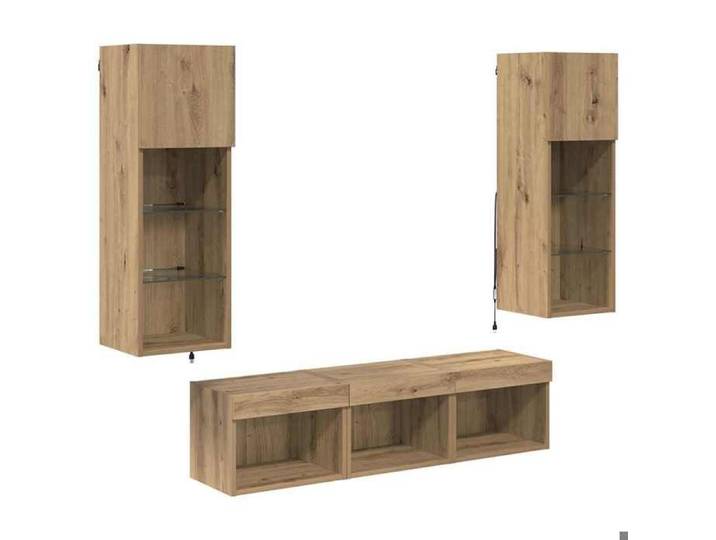 Armoire TV - Contemporain - Meubles TV muraux 5 pc Chêne noir Bois d'ingénierie 922