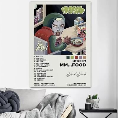 Inspired Finds MF DOOM Album Cover Canvas Wall Art Poster For Music Lovers Room Decor dinner Scene 11.81x15.75in No Frame