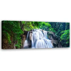 WANDBILD wasserfall natur grün