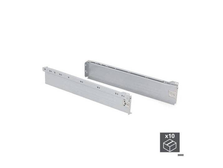 Emuca Lot de 10 tiroirs de cuisine Ultrabox hauteur 86mm profondeur 500mm Acier Gris métallisé