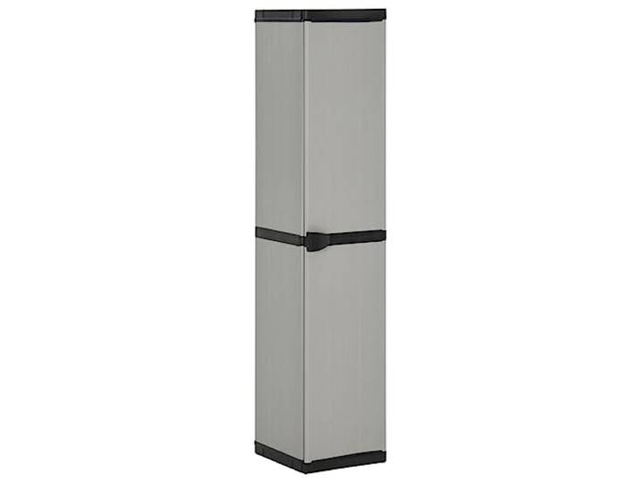 VIHHQGC Garten-Lagerschrank mit 3 Böden Grau & Schwarz 34x40x168 cm, robuster Terrassenschrank aus PVC und PP, wetterfester Aufbewahrungsschrank mit Stauraum für Garten und Balkon,