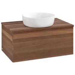 Villeroy und Boch Antao Waschtisch-Unterschrank L30112HM mit Beleuchtung mit Struktur, 80x36x50cm, Waschbeckenplattenfarbe warm walnut, warm walnut