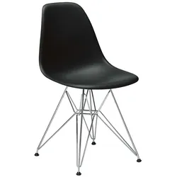 Vitra Stuhl Eames Plastic Side Chair  46.5x83x55 cm tiefschwarz, Gestell: verchromt, Designer Charles & Ray Eames