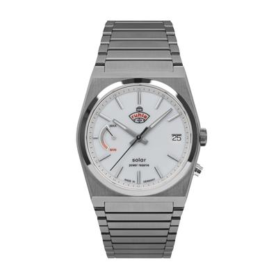 Solaruhr RUHLA "Space Control Solar Power Reserve", silber (silberfarben, weiß), Armbanduhren, Herren, silberfarben, Herrenuhr, Datum, Leuchtzeiger, Saphirglas, Made in Germany