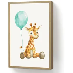 NACHTTISCHLAMPE MIT AKKU Giraffe - Baby - Tiere - Blauer Ballon 40x60 cm