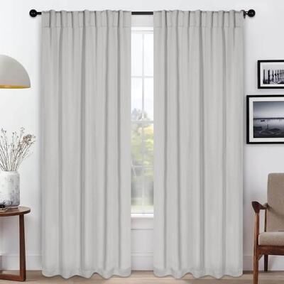 Superior Solid 2-Piece Room Darkening Curtain Set, Rod Pocket Backtab Header Window Drapes
