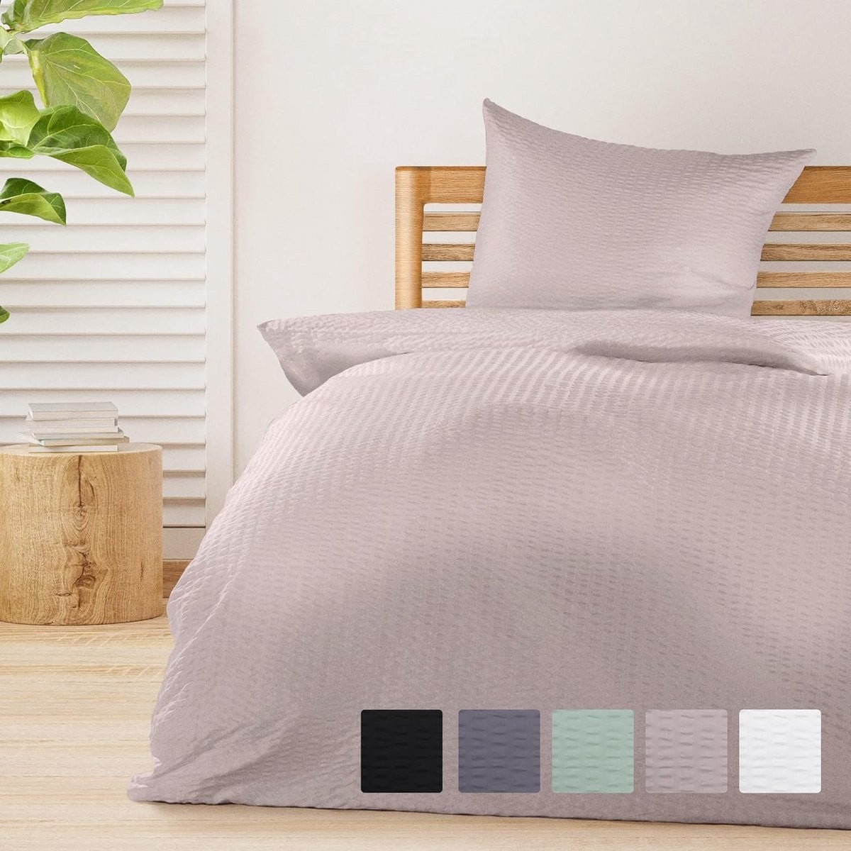 2-delige Seersucker Bedset met Ritssluiting - Kreukvrij en Ademend Zomer Dekbedovertrekset - Taupe