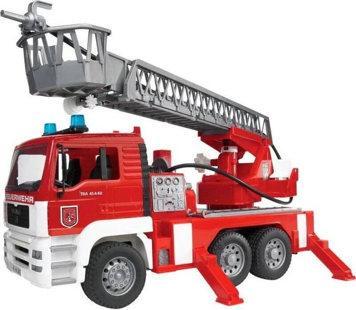 Bruder - MAN TGA Feuerwehr mit Drehleiter, Wasserpumpe und L + S Modul