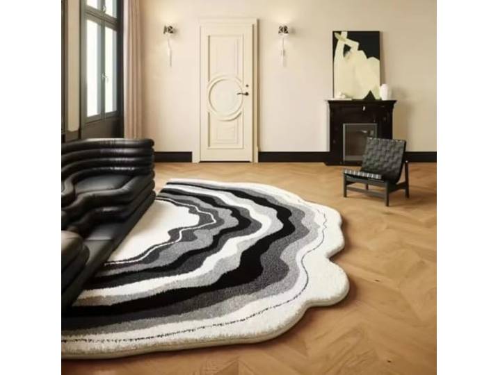 PIZZZENO Plüschteppich in Wellenform, ideal als Bodenkissen, Wohnzimmer-Sofa-Spielmatte, weiche Matte, Schlafzimmer-Bett-/Badezimmermatte, wasserabsorbierend (100 x 200 cm / 39 x 78,8 Zoll)