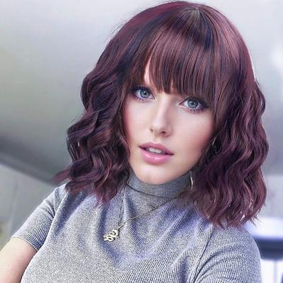 Locker gewellte Bob-Perücke mit Air-Bang-Frisur, synthetische Perücken für Cosplay-Partys für Frauen