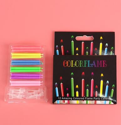 On Spot Shop Creative Colorful Flame Candles, Birthday Candles, Party Festival Atmosphere Props 12pcs