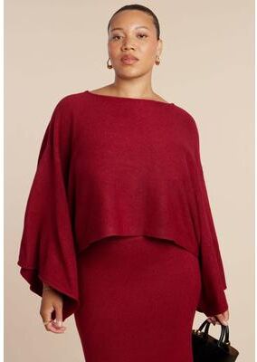 Plus Size Women's Draped Cropped Sweater by ELOQUII in Rumba Red (Size 18/20)