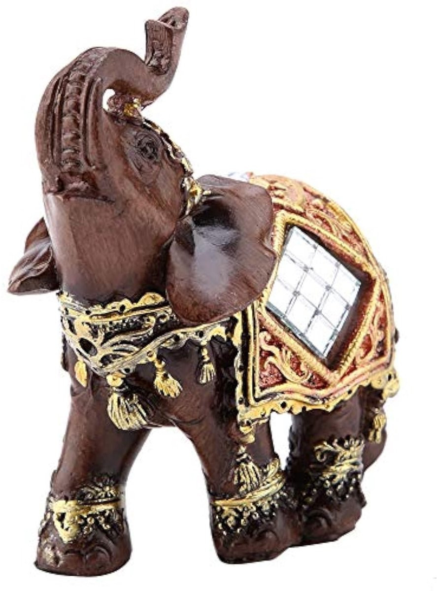 JHUBERS Olifant Beeldje van Hoogwaardige Hars voor Binnen Decoratie - 14 x 14 cm
