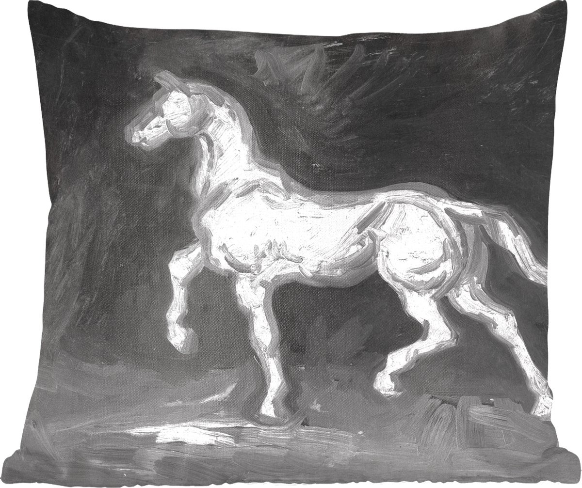 Sierkussen Vincent van Gogh Paard Zwart Wit 60x60 cm