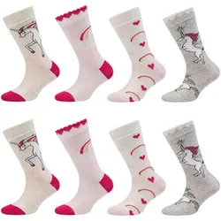 8er Pack camano Soft Baumwolle Crew Socken Mädchen 9200 - fog melange 27-30