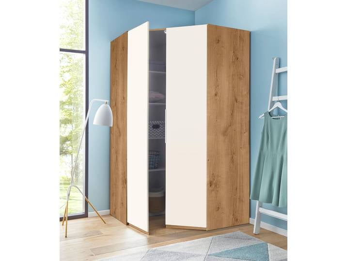 Eckkleiderschrank WIMEX Level by fresh to go , weiß (plankeneichefarben, weiß), H:236cm, Schränke, Eckkleiderschrank