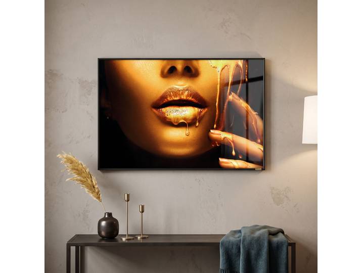 Melani Glass Schilderij Vrouw met Gouden Gezicht - 120x80 cm