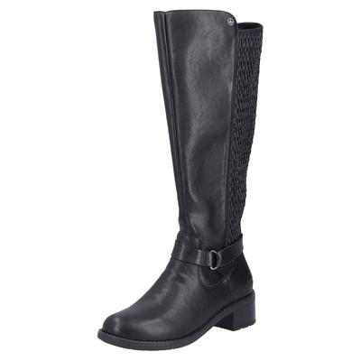 Stiefel RIEKER, Damen, Gr. 41, Normalschaft, schwarz, Elastischer Einsatz, Lederimitat, unifarben, Schuhe Stiefel, Langschaftstiefel, Stretchstiefel mit herausnehmbarer Innensohle