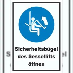 HB-Druck Sicherheitsbügel des Sessellifts öffnen Schild A1 (594x841mm)