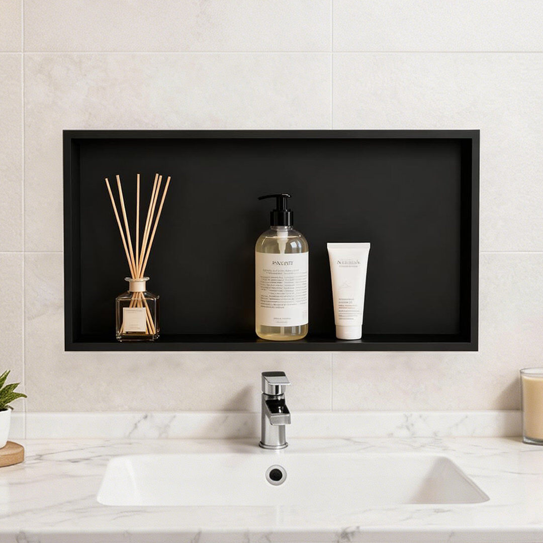 Belfry Bathroom Wall Stainless Steel Matte Black 30.5cm H X 61cm W X 10.2cm D