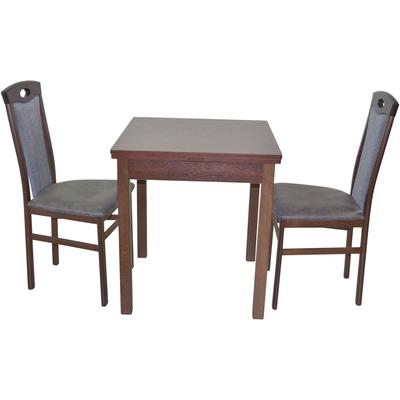 Essgruppe "3tlg. Tischgruppe", schwarz (nussbaum, nachbildung, schwarz, nussbaum, nachbildung), B:45cm H:95cm T:48cm, FSC-zertifiziertes Massivholz, HOFMANN LIVING AND MORE, Sitzmöbel-Sets, Essgruppe, Stühle montiert