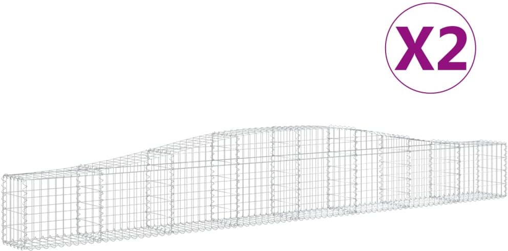 vidaXL Paniers à gabions arqués 2 pcs 400x30x40/60 cm Fer galvanisé