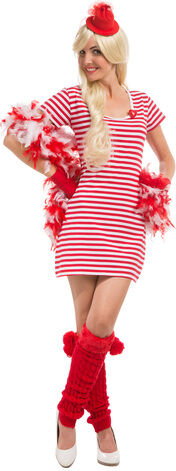 Kleid, rot/weiß