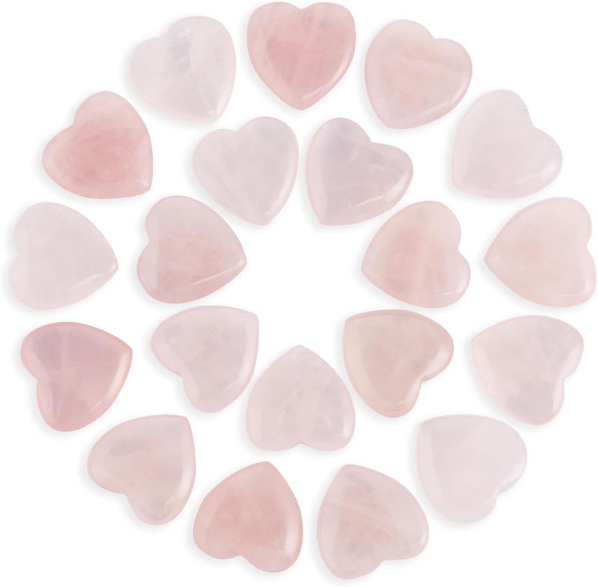 20 Gepolijste Rozenkwarts Hartstenen - Natuurlijke Kristallen voor Healing, Reiki en Decoratie