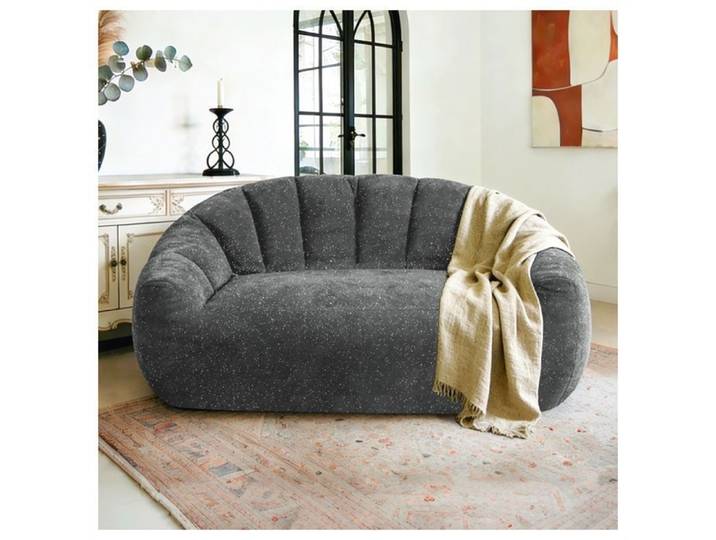 Canapé Pouf – Canapé 2 Places Confortable – Fauteuil de salon confortable et spacieux avec accoudoirs – Gris