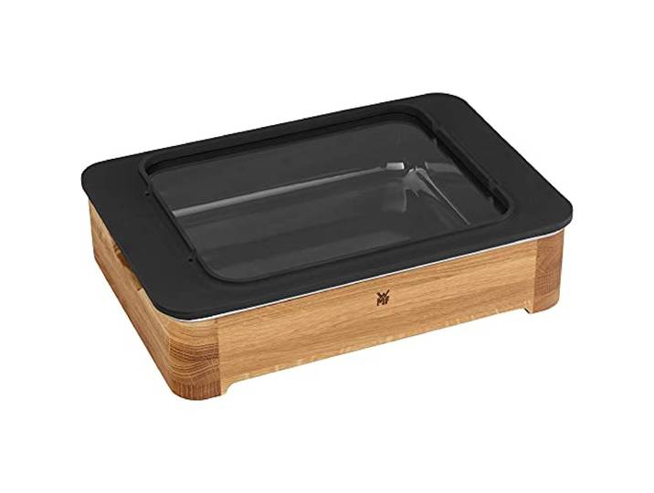 WMF Fusiontec Lasagne Auflaufform groß 36 x 26 x 8 cm, High-Tech Keramik, Holz-Servierrahmen, für Herd, Grill, Backofen, hitzebeständig bis 450°C