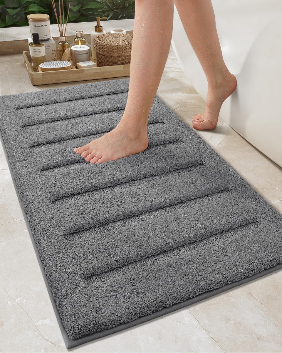 Ibenzoa Badmat Grijs - Antislip, Wasbaar en Zacht voor Badkamer, Douche en Wasruimte