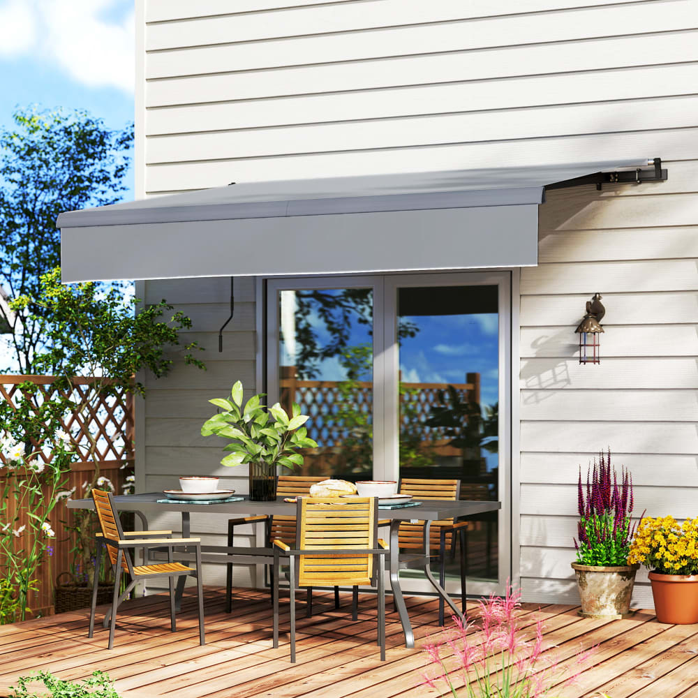 Outsunny Toldo manual retráctil 295x200x400 cm gris