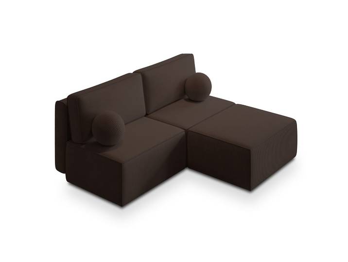 ECKSOFA VARNA P Braun Kordstoff mit Schlaffunktion
