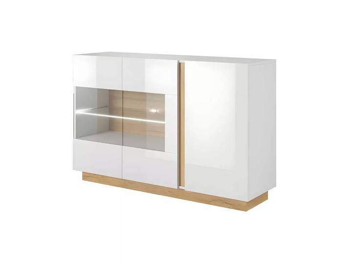 Vente-unique - Sideboard MURARI 3 Türen Mit LEDs Hochglanz Eiche, One Size, Beige