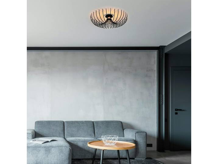 Plafonnier design métal noir filaire forme corolle ERZIN