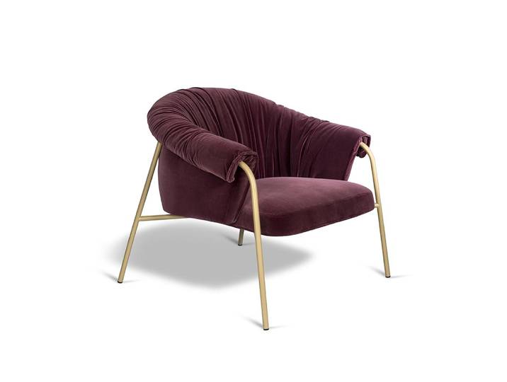 ALMA DESIGN fauteuil SCALA avec structure en acier verni bronze (Cat. D Plush - Métal et tissu)