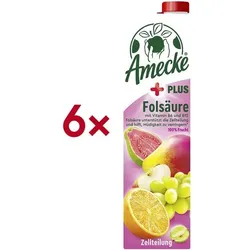 Amecke 6er-Pack Fruchtsaft »+ Folsäure« 1 Liter