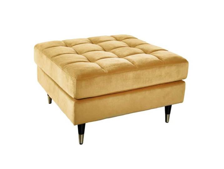 LebensWohnArt Sitzhocker Moderner Hocker COMFORT 80cm senfgelb Samt Taschenfederkern