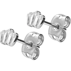 Titan Ohrstecker 3 EINGEFASSTE KRISTALLRECHTECKE