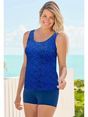 Plus Size Women's Classic Tankini Top by Swim 365 in Blue Abstract (Size 28)
