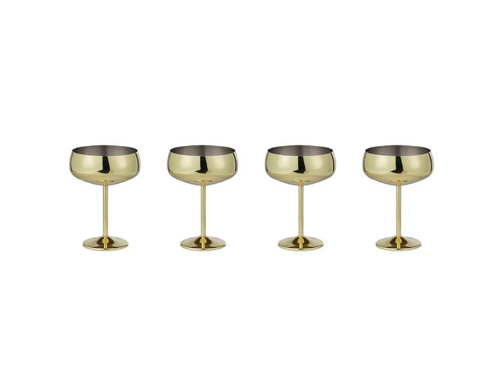 Coupes à champagne MANHATTAN LOUNGE x4 11 x 16 x 11cm Doré/Doré