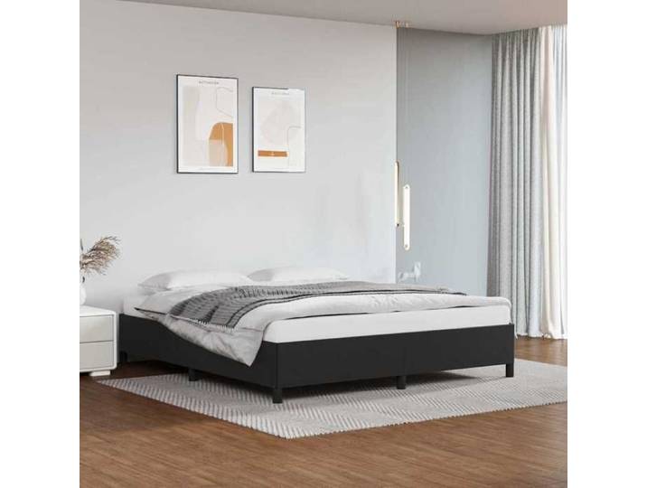 Cadre lit noir 160x200 cm similicuir rembourré élégant design moderne grand format chic